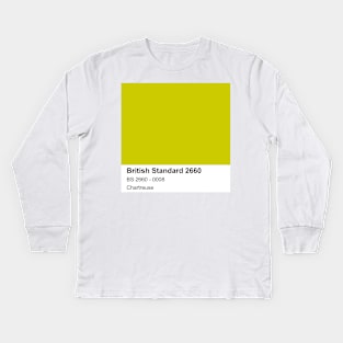 Chartreuse Green British Standard 0008 Colour Swatch Kids Long Sleeve T-Shirt